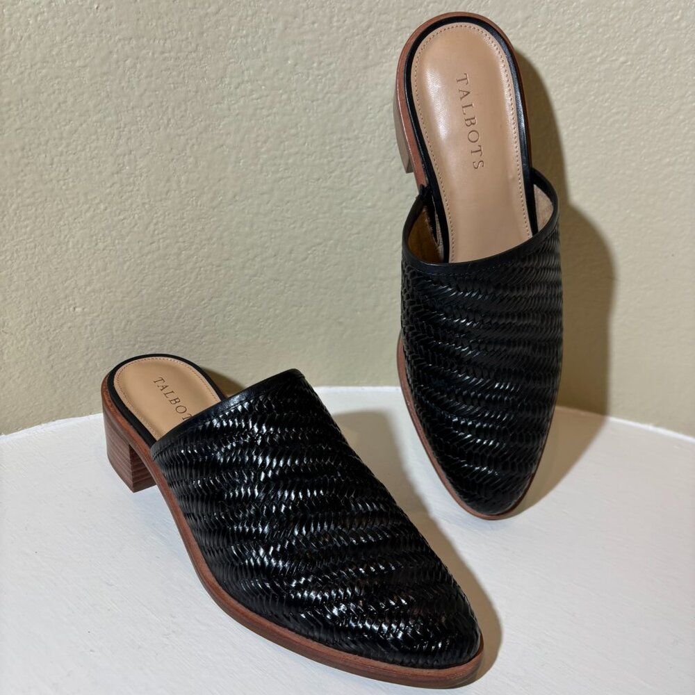 💜Talbots Woven Black Genuine Leather Slip-On Shoes Size 9.5 - Picture 2 of 9